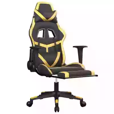 Comfortable racing gaming chair with massage,recline and footrest {black and gold}